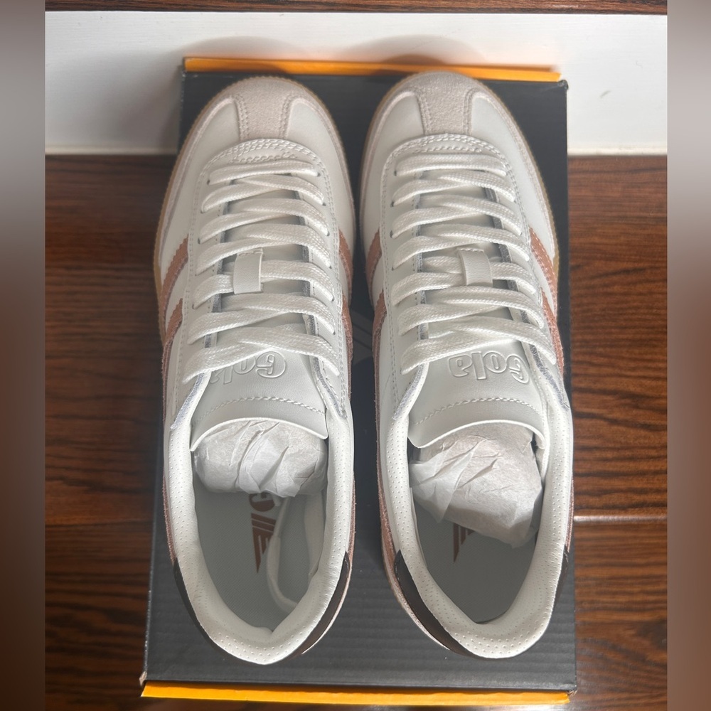 Gola Women’s Viper Leather Sneakers, Sz.6, White, Cameo, Dark Brown, Gum - Picture 13 of 16